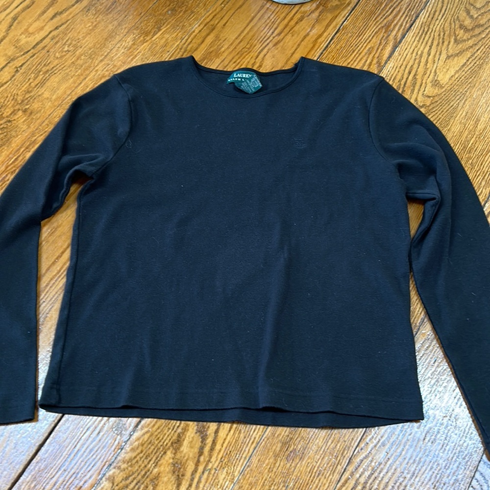 Lauren Ralph Lauren black tee. Green label, size Large. Good used condition. - Picture 1 of 8
